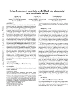 Defending against substitute model black box adversarial attacks with
  the 01 loss