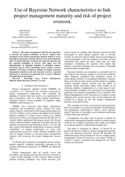 Use of Bayesian Network characteristics to link project management
  maturity and risk of project overcost