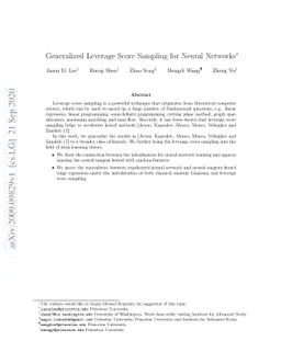 Generalized Leverage Score Sampling for Neural Networks