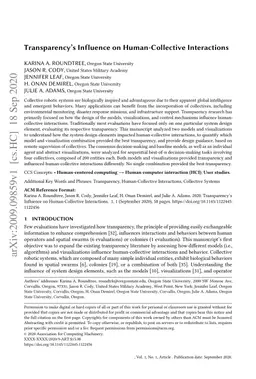 Transparency's Influence on Human-Collective Interactions