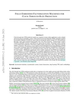 Field-Embedded Factorization Machines for Click-through rate prediction