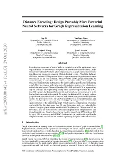 Distance Encoding: Design Provably More Powerful Neural Networks for
  Graph Representation Learning
