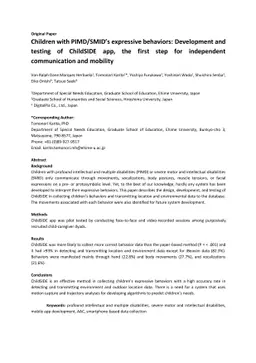 Children with PIMD/SMID expressive behaviors: Development and testing of
  ChildSIDE app, the first step for independent communication and mobility