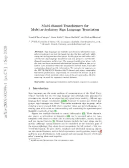 Multi-channel Transformers for Multi-articulatory Sign Language
  Translation