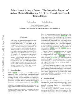More is not Always Better: The Negative Impact of A-box Materialization
  on RDF2vec Knowledge Graph Embeddings