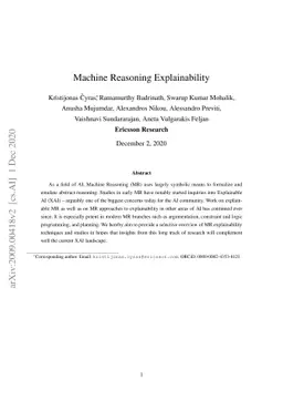 Machine Reasoning Explainability