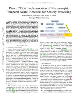 Direct CMOS Implementation of Neuromorphic Temporal Neural Networks for
  Sensory Processing