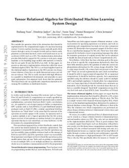 Tensor Relational Algebra for Machine Learning System Design