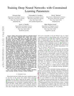Training Deep Neural Networks with Constrained Learning Parameters