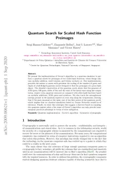 Quantum Search for Scaled Hash Function Preimages