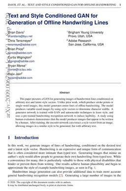 Text and Style Conditioned GAN for Generation of Offline Handwriting
  Lines