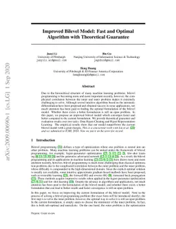Improved Bilevel Model: Fast and Optimal Algorithm with Theoretical
  Guarantee