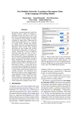 Text Modular Networks: Learning to Decompose Tasks in the Language of
  Existing Models