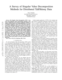 A Survey of Singular Value Decomposition Methods for Distributed
  Tall/Skinny Data