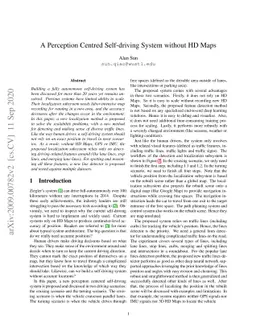 A perception centred self-driving system without HD Maps