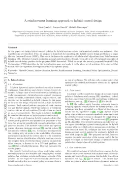 A reinforcement learning approach to hybrid control design