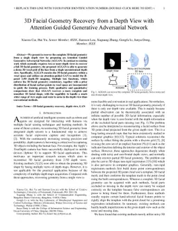 3D Facial Geometry Recovery from a Depth View with Attention Guided
  Generative Adversarial Network