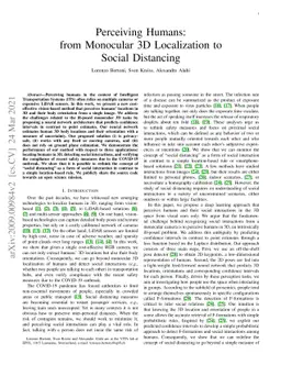 Perceiving Humans: from Monocular 3D Localization to Social Distancing