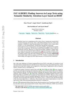 FAT ALBERT: Finding Answers in Large Texts using Semantic Similarity
  Attention Layer based on BERT