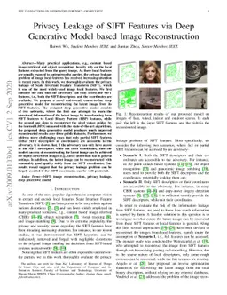 Privacy Leakage of SIFT Features via Deep Generative Model based Image
  Reconstruction
