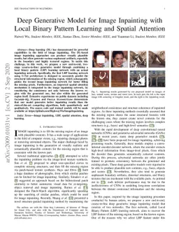 Deep Generative Model for Image Inpainting with Local Binary Pattern
  Learning and Spatial Attention