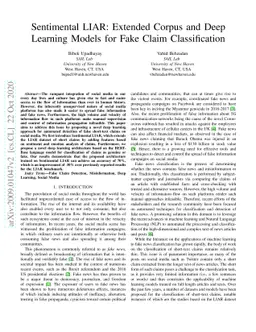 Sentimental LIAR: Extended Corpus and Deep Learning Models for Fake
  Claim Classification