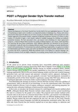 PGST: a Polyglot Gender Style Transfer method