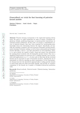 Generalized vec trick for fast learning of pairwise kernel models