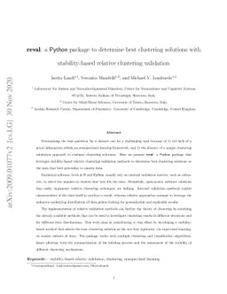 reval: a Python package to determine best clustering solutions with
  stability-based relative clustering validation
