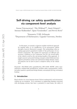 Self-driving car safety quantification via component-level analysis