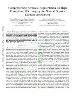 Comprehensive Semantic Segmentation on High Resolution UAV Imagery for
  Natural Disaster Damage Assessment