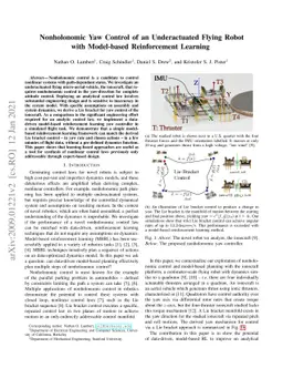 Nonholonomic Yaw Control of an Underactuated Flying Robot with
  Model-based Reinforcement Learning
