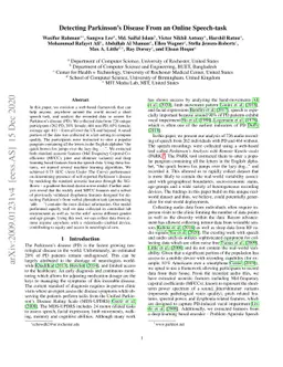 Detecting Parkinson's Disease From an Online Speech-task