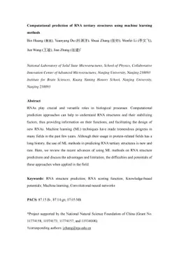 Computational prediction of RNA tertiary structures using machine
  learning methods