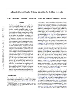 A Practical Layer-Parallel Training Algorithm for Residual Networks