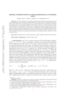 Kernel Interpolation of High Dimensional Scattered Data