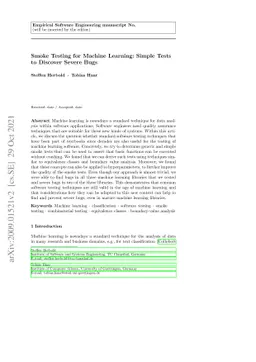 Smoke Testing for Machine Learning: Simple Tests to Discover Severe
  Defects