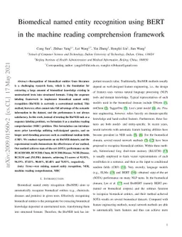 Biomedical named entity recognition using BERT in the machine reading
  comprehension framework