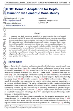 DESC: Domain Adaptation for Depth Estimation via Semantic Consistency