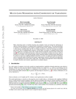 Multi-Loss Weighting with Coefficient of Variations