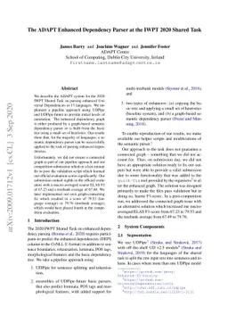 The ADAPT Enhanced Dependency Parser at the IWPT 2020 Shared Task