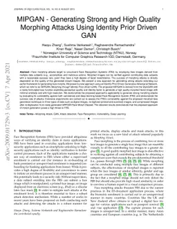 MIPGAN -- Generating Strong and High Quality Morphing Attacks Using
  Identity Prior Driven GAN
