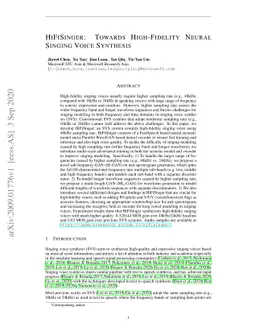 HiFiSinger: Towards High-Fidelity Neural Singing Voice Synthesis