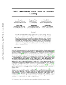 ESMFL: Efficient and Secure Models for Federated Learning