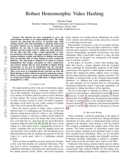 Robust Homomorphic Video Hashing