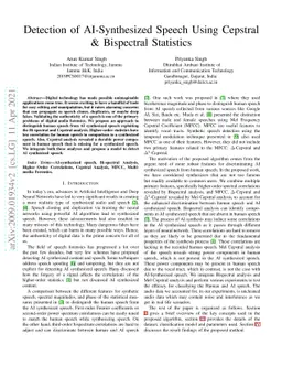 Detection of AI-Synthesized Speech Using Cepstral & Bispectral
  Statistics