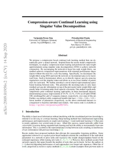 Compression-aware Continual Learning using Singular Value Decomposition