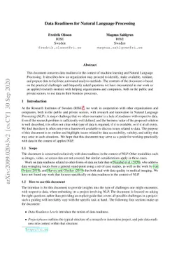 Data Readiness for Natural Language Processing