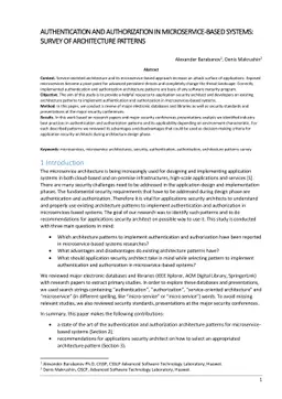 Authentication and authorization in microservice-based systems: survey
  of architecture patterns