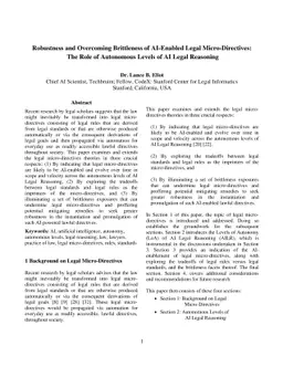 Robustness and Overcoming Brittleness of AI-Enabled Legal
  Micro-Directives: The Role of Autonomous Levels of AI Legal Reasoning
